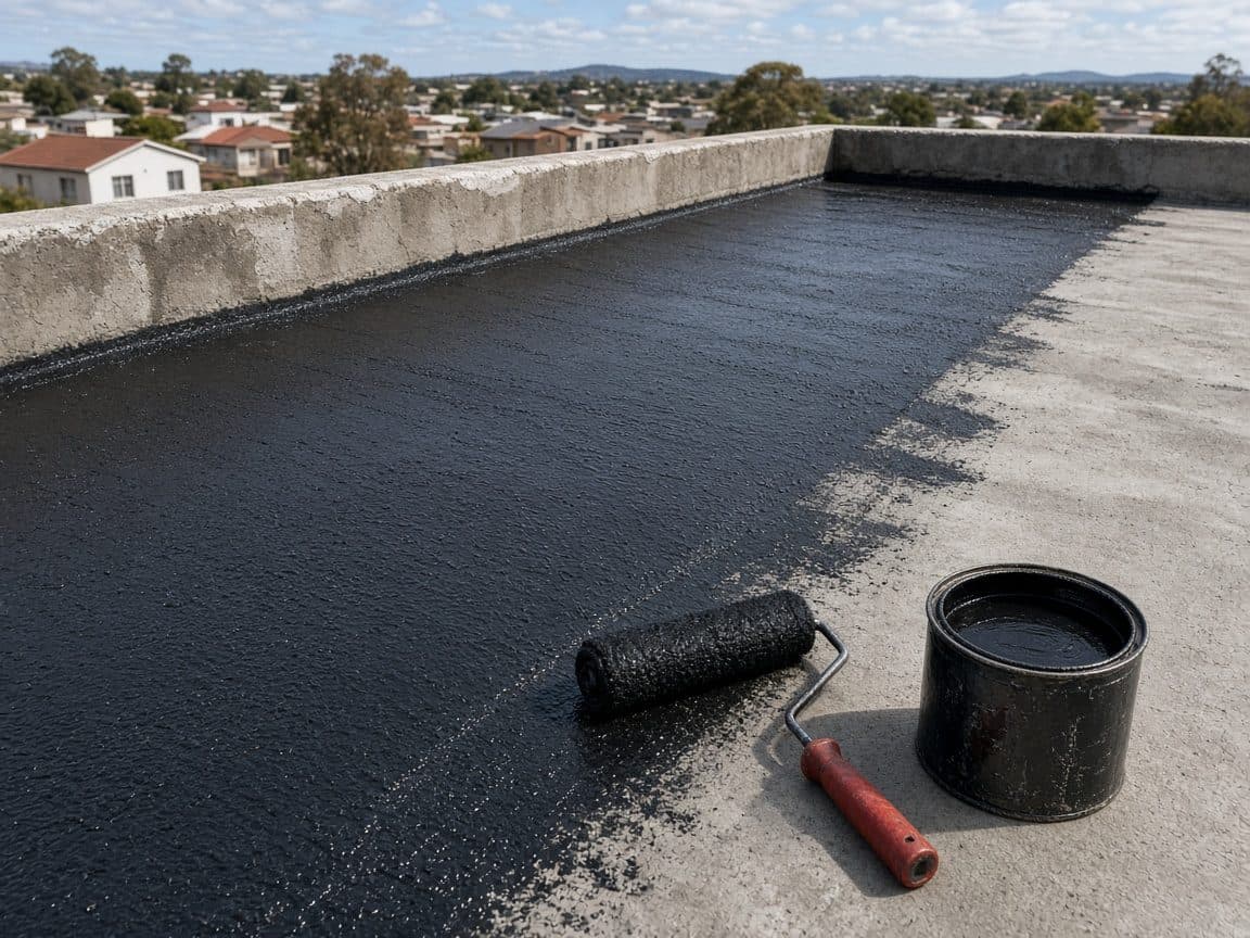A flat roof with a fresh waterproof coating.